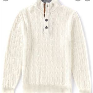 Daniel Cremieux LORO PIANA CASHMERE CABLE BUTTON UP SWEATER in ecru